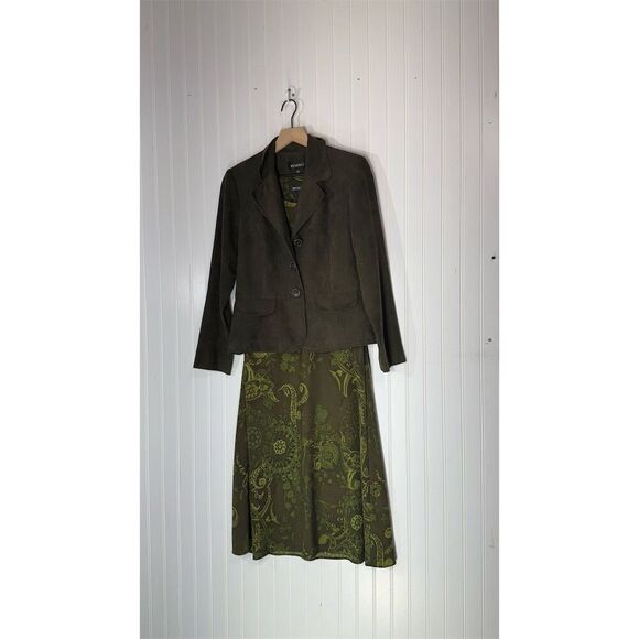 Studio 1 Dresses & Skirts - Studio I Y2K Olive Floral Dress & Blazer Set 8 Phoebe Buffay Cottage GardenParty
